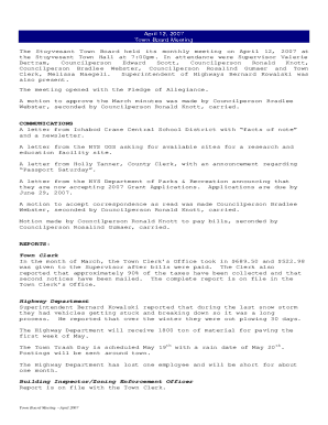 Town Board Meeting - April 2007