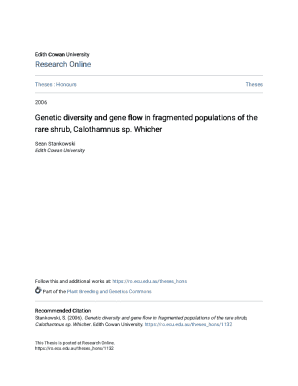 Genetic Diversity and Gene Flow in Fragmented Populations of the Rare Shrub, Calothamnus Sp. Whicher