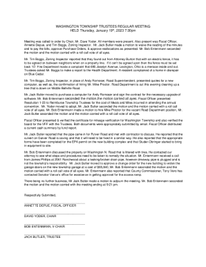 Washington Township Trustees Regular Meeting