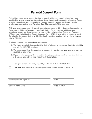 Parental Consent Form in English