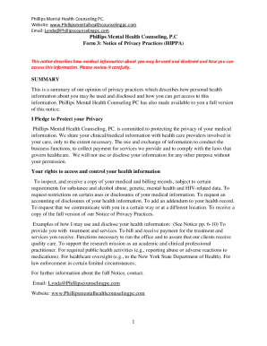 Form 3: Notice of Privacy Practices (HIPPA)