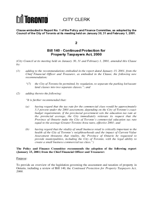 Bill 140 - Continued Protection for Property Taxpayers Act, 2000