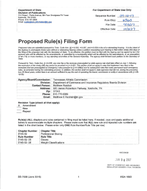 Proposed Rule(s) Filing Form