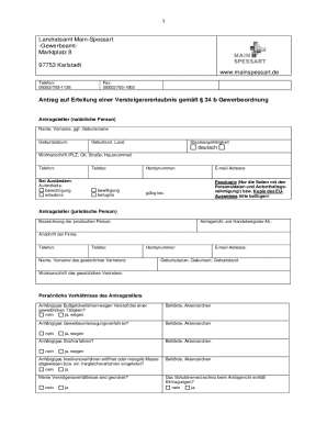 Antrag auf Erteilung einer Versteigerererlaubnis gem 34 b Gewerbeordnung