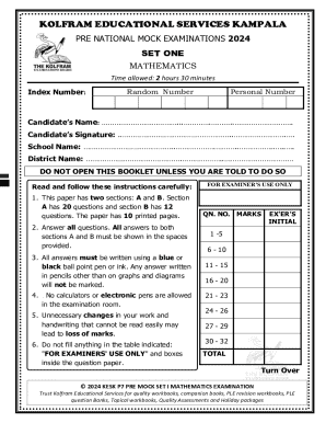 Pre National Mock Examinations 2024