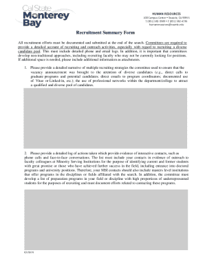 TT Recruitment Summary Form