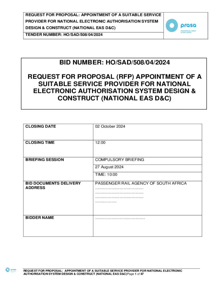 Fillable Online Appointment of a Suitable Service Provider for National ...