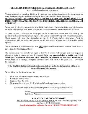 Disability Indicator Form