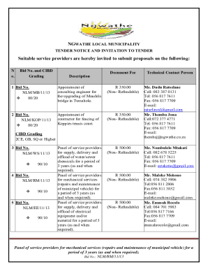 Tender for Mechanical Services