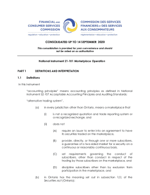 National Instrument 21-101 Marketplace Operation