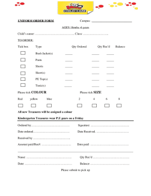 Uniform Order Form