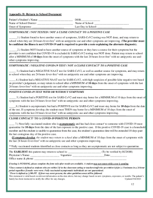 Return to School Document