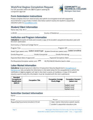 Workfirst Degree Completion Request