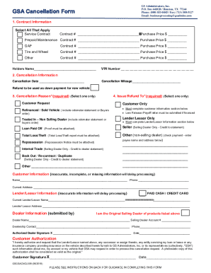 Gsa Cancellation Form