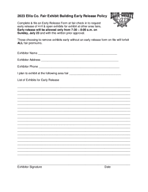 Early Release Form