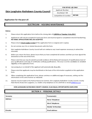 Electrician Application Form