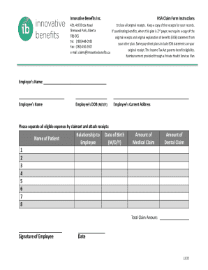 HSA Claim Instructions