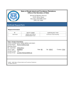 Certificate Request Form