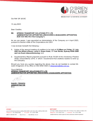 Supplementary Report to Creditors