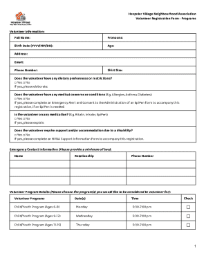 Volunteer Registration Form - 2024 Registered Child/Youth Programs