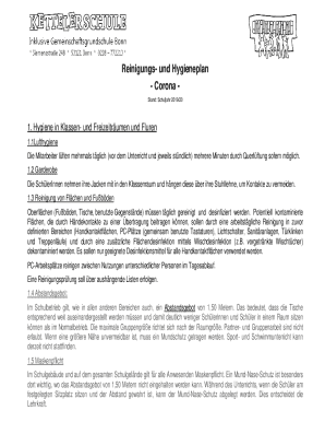 Hygiene in Klassen- und Freizeitrumen und Fluren