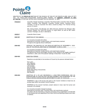 Regular Meeting Minutes - City of Pointe-claire