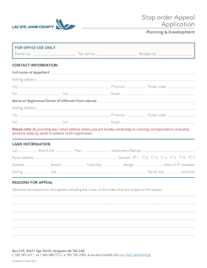 Stop order Appeal Application