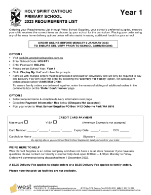 Year 1 Requirements List