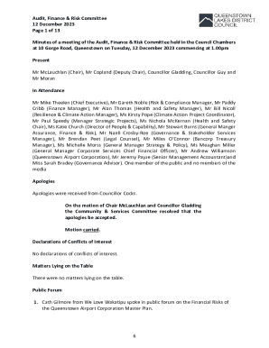 Audit Finance & Risk Committee Minutes