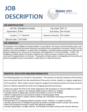 Intelligence Analyst Job Description