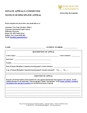 Senate Appeals Committee Notice of Discipline Appeal