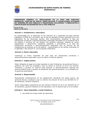 Ordenanza numero 17 tasa por la instalacion ...