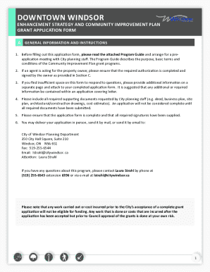 Downtown Windsor Enhancement Strategy and Community Improvement Plan Grant Application Form