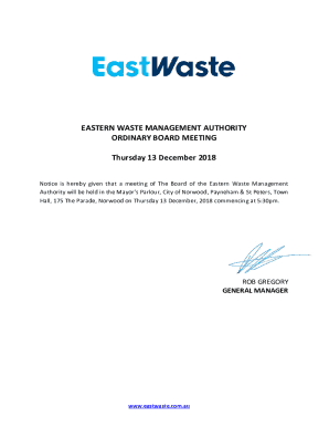 Eastern Waste Management Authority Ordinary Board Meeting