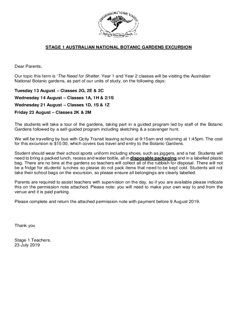 Fillable Online Excursion Permission Note Fax Email Print - pdfFiller