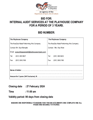 BID FOR: INTERNAL AUDIT SERVICES AT THE ...