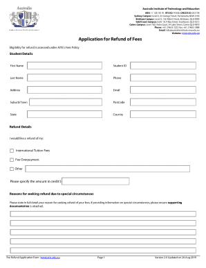 Fillable Online Application for Refund of Tuition Fees Fax Email Print ...