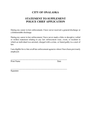 Police Chief Application Supplement