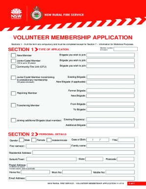 Volunteer Membership Application Form