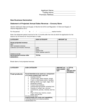 New Business Declaration - Grocery Store