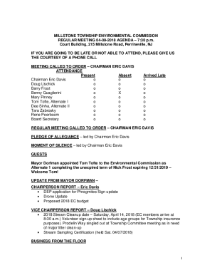 Millstone Township Environmental Commission Regular Meeting Agenda