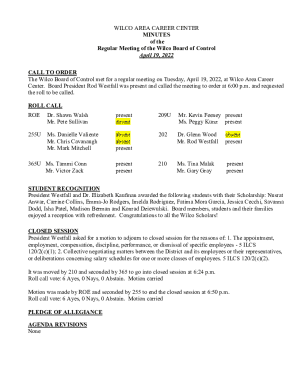 Wilco Area Career Center Meeting Minutes