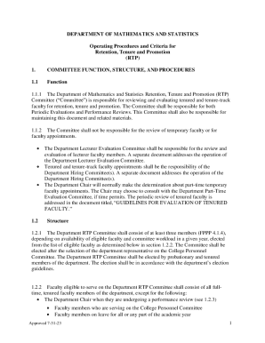 Operating Procedures and Criteria for Retention, Tenure and Promotion (rtp)