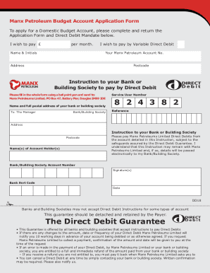 Manx Petroleum Budget Account Application Form
