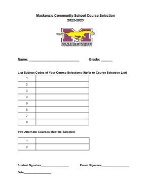 Fillable Online Course Selection Form 2022-2023 Fax Email Print - pdfFiller
