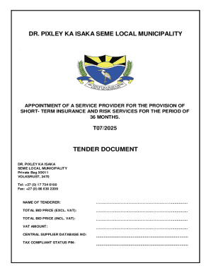 T07/2025. APPOINTMENT OF A SERVICE PROVIDER FOR THE PROVISION OF SHORT- TERM INSURANCE AND RISK SERVICES FOR THE PERIOD OF 36 MONTHS