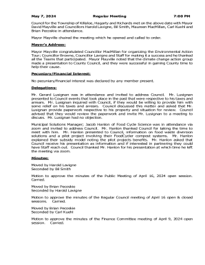 Regular Council Meeting Minutes