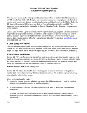 Carlton Isd #93 Total Special Education System Plan
