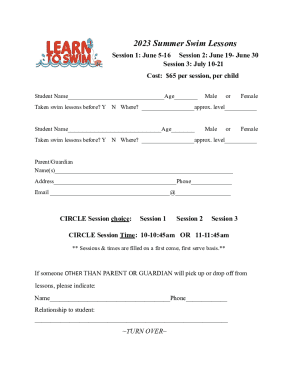 2023 Summer Swim Lessons Registration