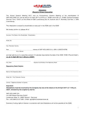 Attestation Record of Share Ownership